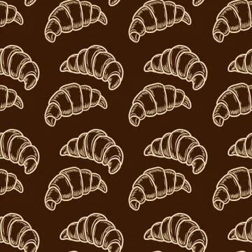 Croissant seamless pattern Stock Illustration