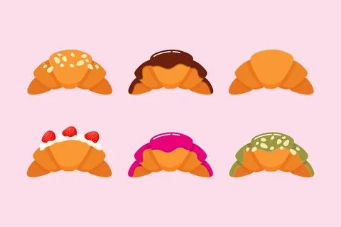 Croissant set vector illustration. Illustrazione stock