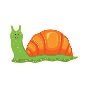 Croissant snail Mascot Character Vector illustration color children cartoon.. Stock Illustration