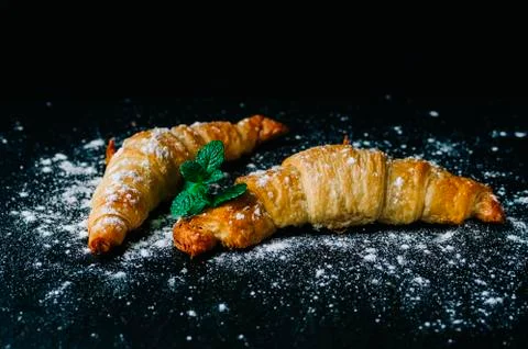 Croissant On Table Stock Photos