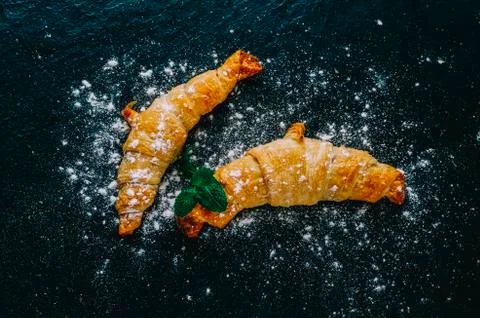 Croissant On Table Stock Photos