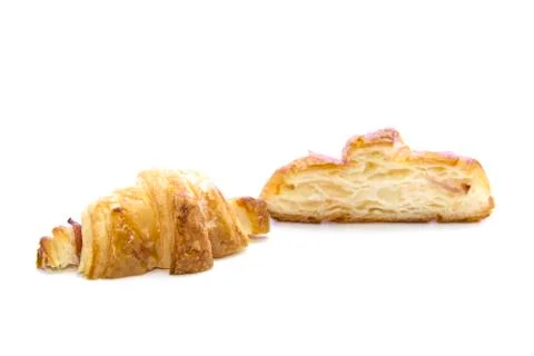 Croissant texture in section sliced with raw Stock Photos