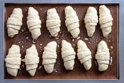 Croissant on two lines Stock Photos