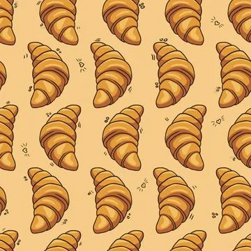 Croissants on a baking sheet, seamless vector pattern イラスト素材