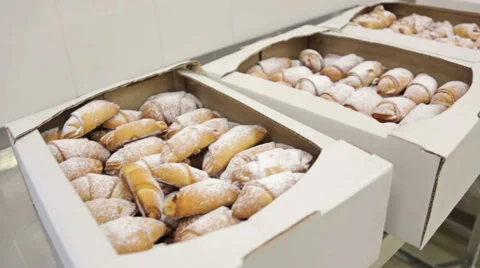 Croissants in a box Stock Footage 51443593