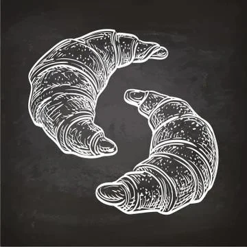 Croissants on chalkboard. Illustrazione stock