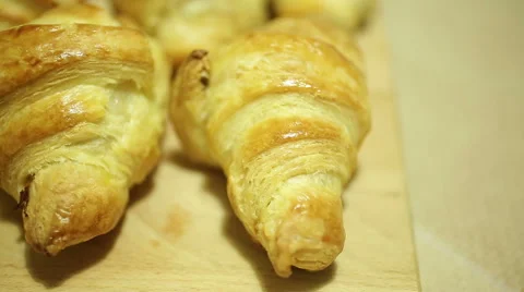 Croissants close-up Stock Footage 44361508