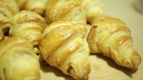Croissants close-up Stock Footage 44361778
