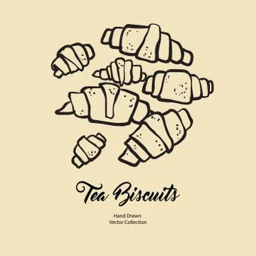 Croissants isolated hand drawn vector line illustration in old style. Vector  Stock Illustration