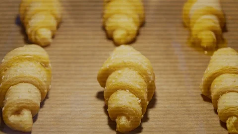 Croissants in the Oven - Time Lapse Stock Footage 128206970