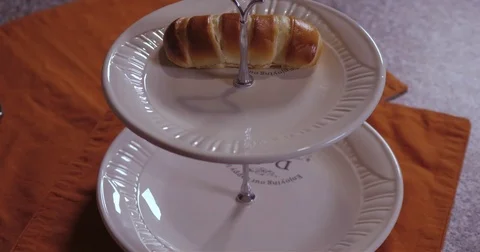 Croissants on a tray stop motion animation Stock Footage 79756766