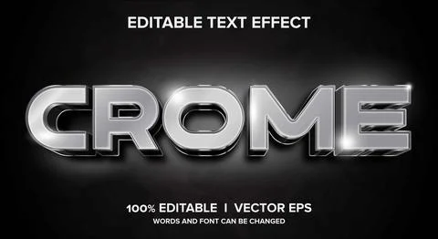 Crome 3d vector text effect with modern style design Stock Illustration