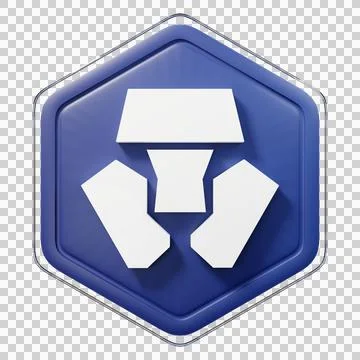 Cronos (CRO) Badge Left View Crypto Isolated On White Background Blockchain Illustrazione stock