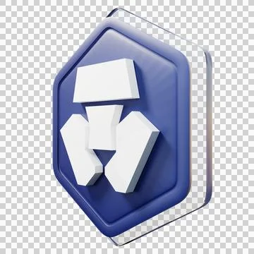 Cronos (CRO) Badge Right View Crypto Isolated On White Background Blockchain Illustrazione stock