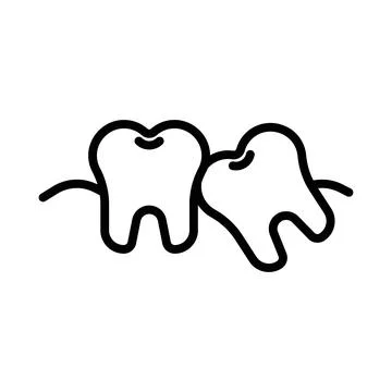 Crooked teeth icon linear logo mark in black and white Stock Illustration