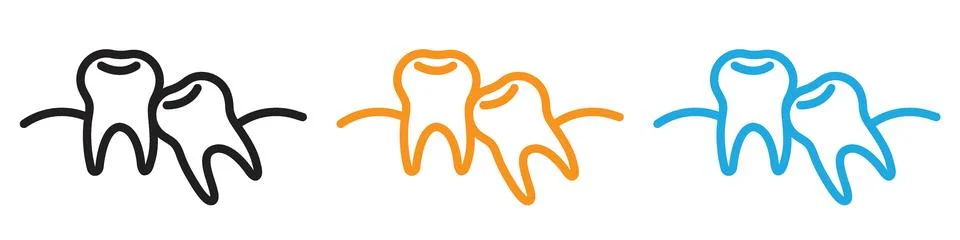 Crooked teeth icon vector logo set collection for web app ui Stock Illustration