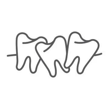 Crooked teeth thin line icon, dental and dentistry, cavity sign, vector graphics Stock Illustration