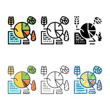 Crop analytics smart farm color icon set vector Stock Illustration
