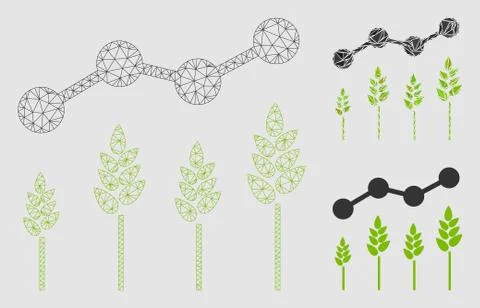 Crop Analytics Vector Mesh Wire Frame Model and Triangle Mosaic Icon Illustrazione stock