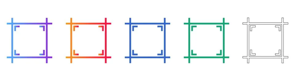Crop and Frame Selection Icon Collection 스톡 일러스트