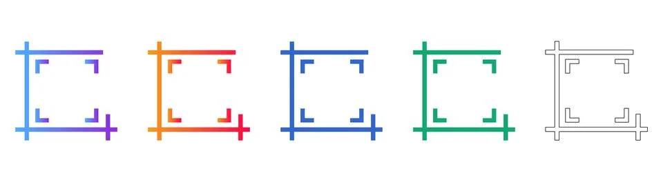 Crop and Resize Interface Icons Set 스톡 일러스트