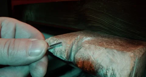 Crop artisan filing silver ring in workshop Video stock 265661384