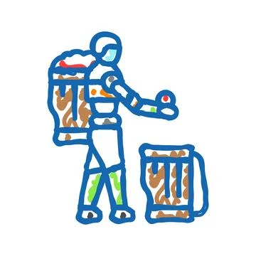 Crop baskets robot harvests icon doodle illustration Stock Illustration