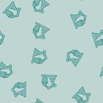 Crop baskets robot harvests line vector seamless pattern Illustrazione stock