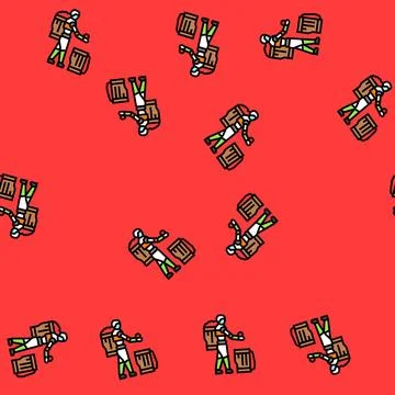 Crop baskets robot harvests vector seamless pattern Illustrazione stock