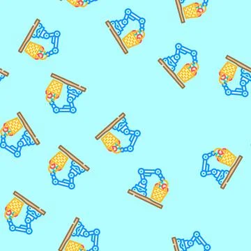 Crop baskets robot harvests vector seamless pattern Stock Illustration