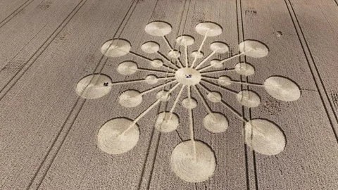 Crop Circle, 4K Drone Awesome Clip, Andover, Hampshire, 25 July 2023 Stock Footage 266937031