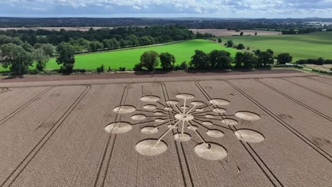 Crop Circle, 4K Stunning Drone Clip, Andover, Hampshire, 25 July 2023 Stock Footage 267000168