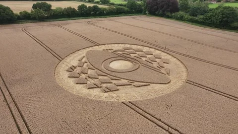 Crop Circle, Amazing Drone View 4K, West Meon, Hampshire, 30th July 2023 Stock Footage 267579782
