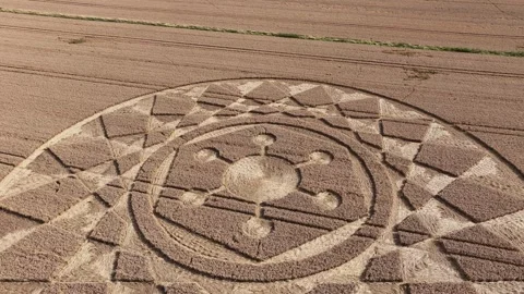 Crop Circle, Amazing Drone View, Oliver's Castle, Wiltshire, 13 August 2023 4K Stock Footage 270178680