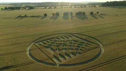 Crop Circle Descending Epic Drone Clip, 3 July 2022, Micheldever, Hampshire, Stock Footage 200922622