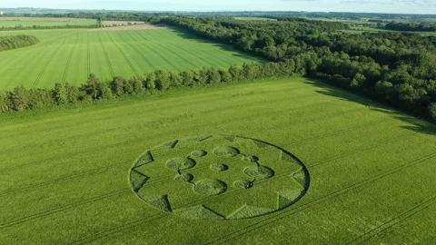 Crop Circle Drone Clip 4K, 8th June 2021, Atmospheric Cinematic Stock Footage 155634084