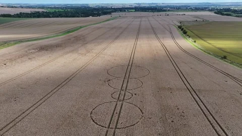 Crop Circle Drone View at Alton Barnes White Horse, Wiltshire, 23rd July 2023 4K Stock-Footage 266109573