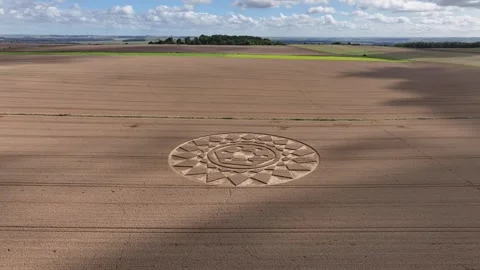 Crop Circle, Epic Drone View, Oliver's Castle, Wiltshire, 13 August 2023 4K Stock Footage 270178674
