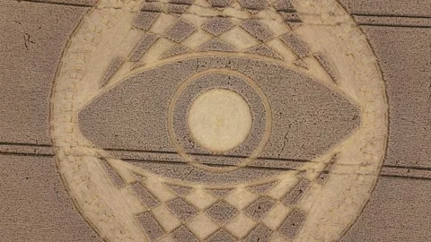 Crop Circle, Overhead Drone Clip 4K, West Meon, Hampshire, 30th July 2023 Stock Footage 267579847