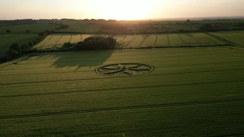 Crop Circle, Rising Sunset Drone Clip, Broad Hinton 28 May 2023 4K Stock Footage 264991688