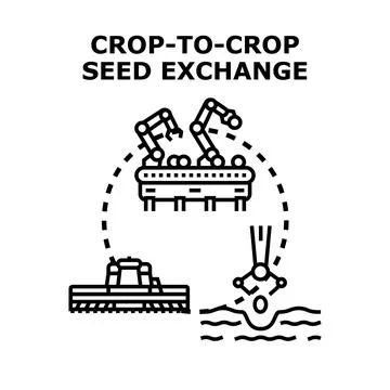 Crop to crop seed exchange process utilizing modern agricultural machinery Illustration