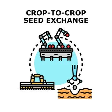 Crop to crop seed exchange process utilizing modern agricultural machinery Stock Illustration