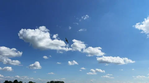 Crop duster airplane dusting a farm field in summertime Video stock 343571334