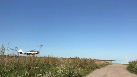 Crop Duster Landing on Runway Stock Footage 315031553