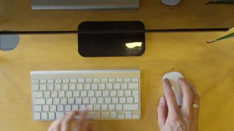 Crop employee using contemporary computer in office Stock Footage 151629486