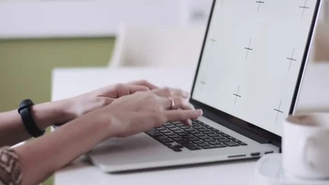Crop female hands using laptop Stock Footage 69267374