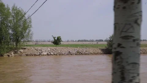 Crop fields by the aqueduct Stock Footage 235134937