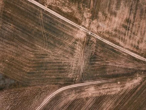 Crop fields top down perspective. Stock Photos