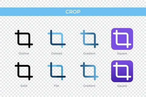 Crop icon in different style. crop vector icons designed in outline, solid,.. Stock Illustration