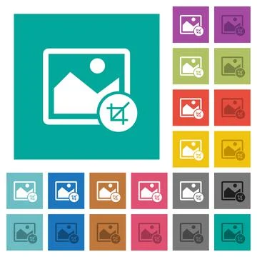 Crop image square flat multi colored icons イラスト素材